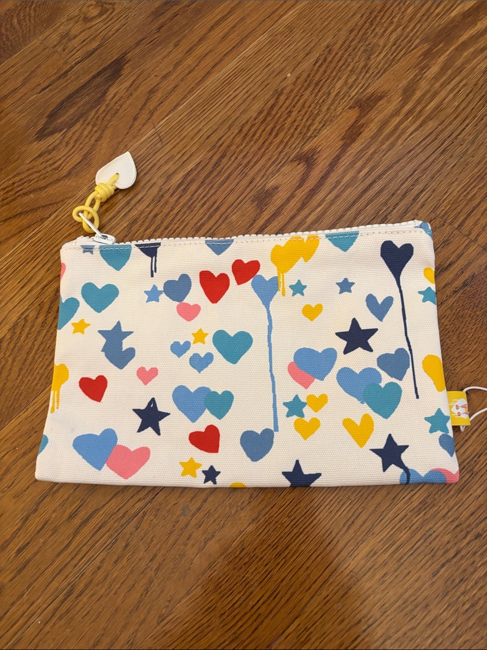 Rosenthal Yellow-Lined Canvas Pouch with Heart Accent